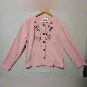Vtg Sheri Martin Jacket/Blazer Sz 16 Pink Floral Button Up 90's Retro Grannycore